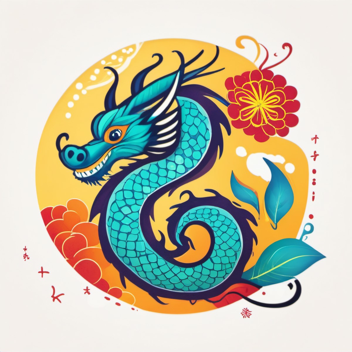 Watercolor painting logo,flat style,chinese_new_year,dragon, . Vibrant, beautiful, painterly, detailed, textural, artistic
